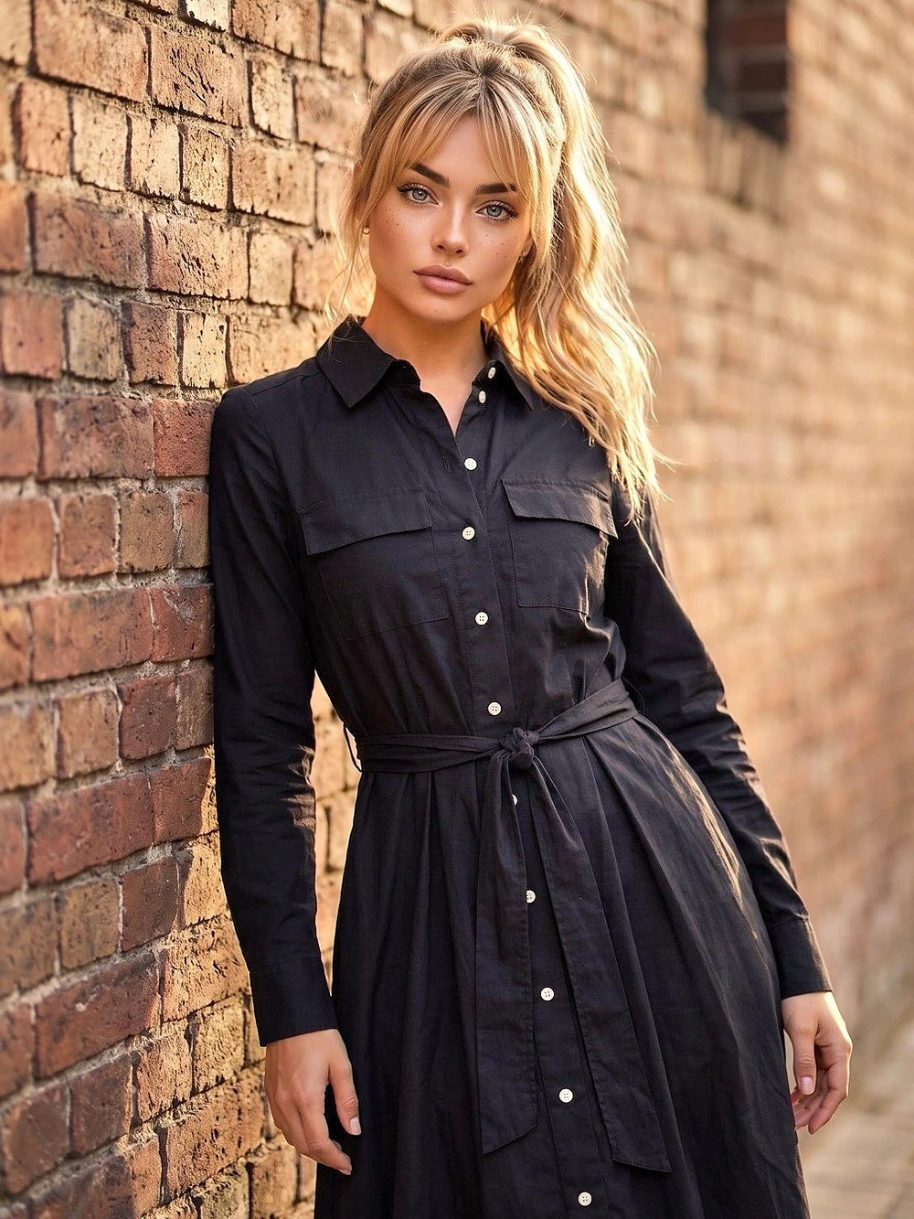 NWT Free Assembly Black Maxi Shirt Dress XS Minimalist Quiet Luxury
